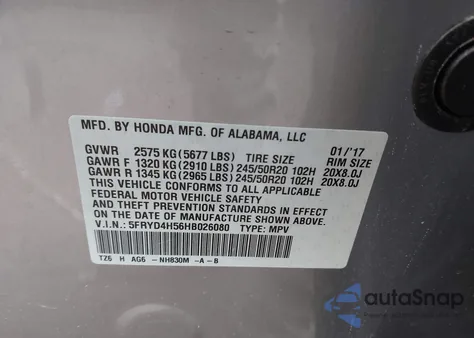 2017 Acura Mdx Technology Package z USA, uszkodzony, nr VIN 5FRYD4H56HB026080